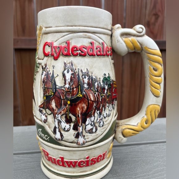 Budweiser 1983 Holiday Beer Stein Snowy Woodland Clydesdale Ceramarte Mug CS-50 - Picture 3 of 13